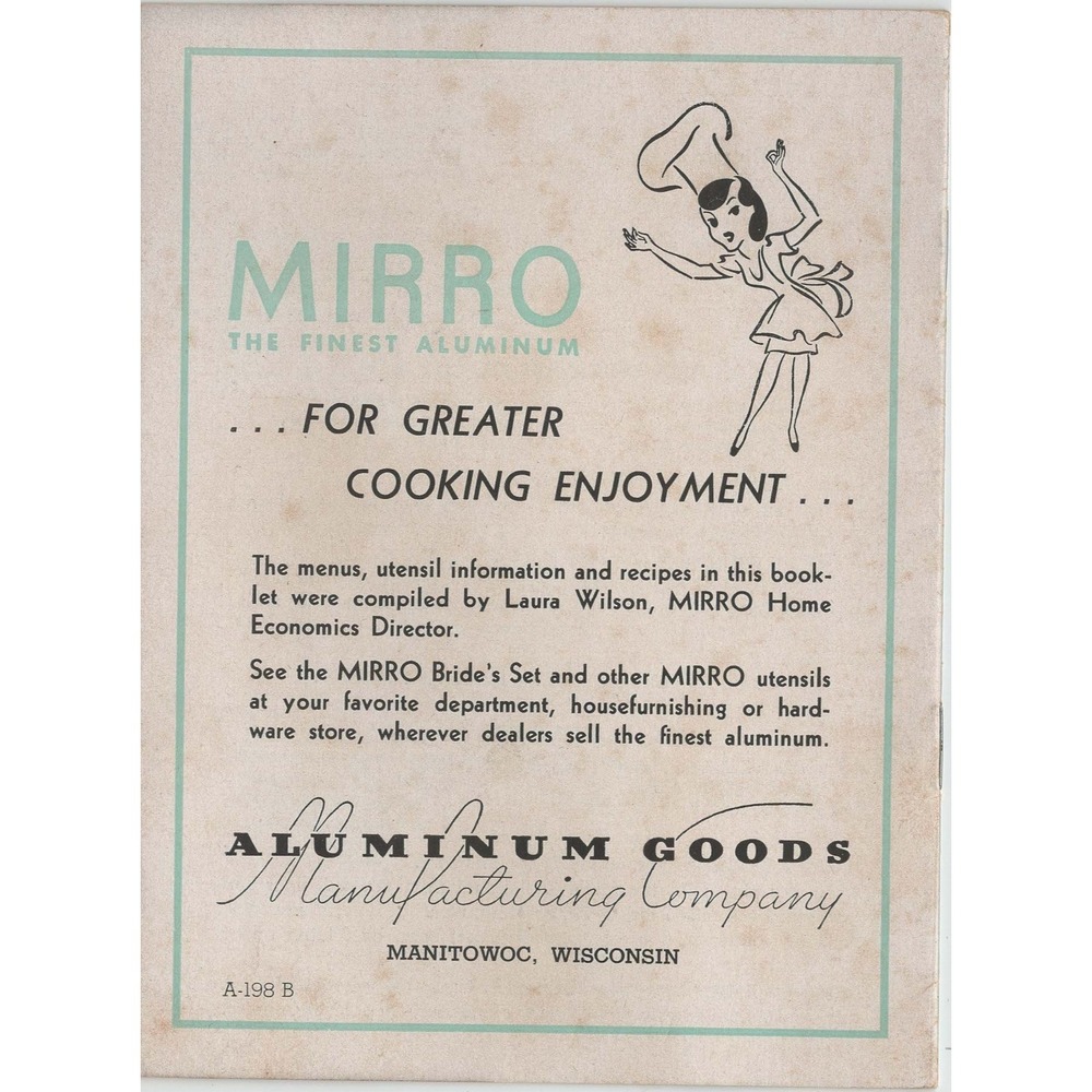 Vintage Mirro The Brides First Week in the Kitchen Cookbook Booklet A-198 B - Picture 2 of 2